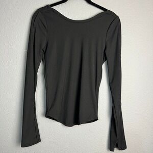 HYFVE Long Sleeve Top Low Back Flared Cuffs Casual Black Base Layer Size S‎